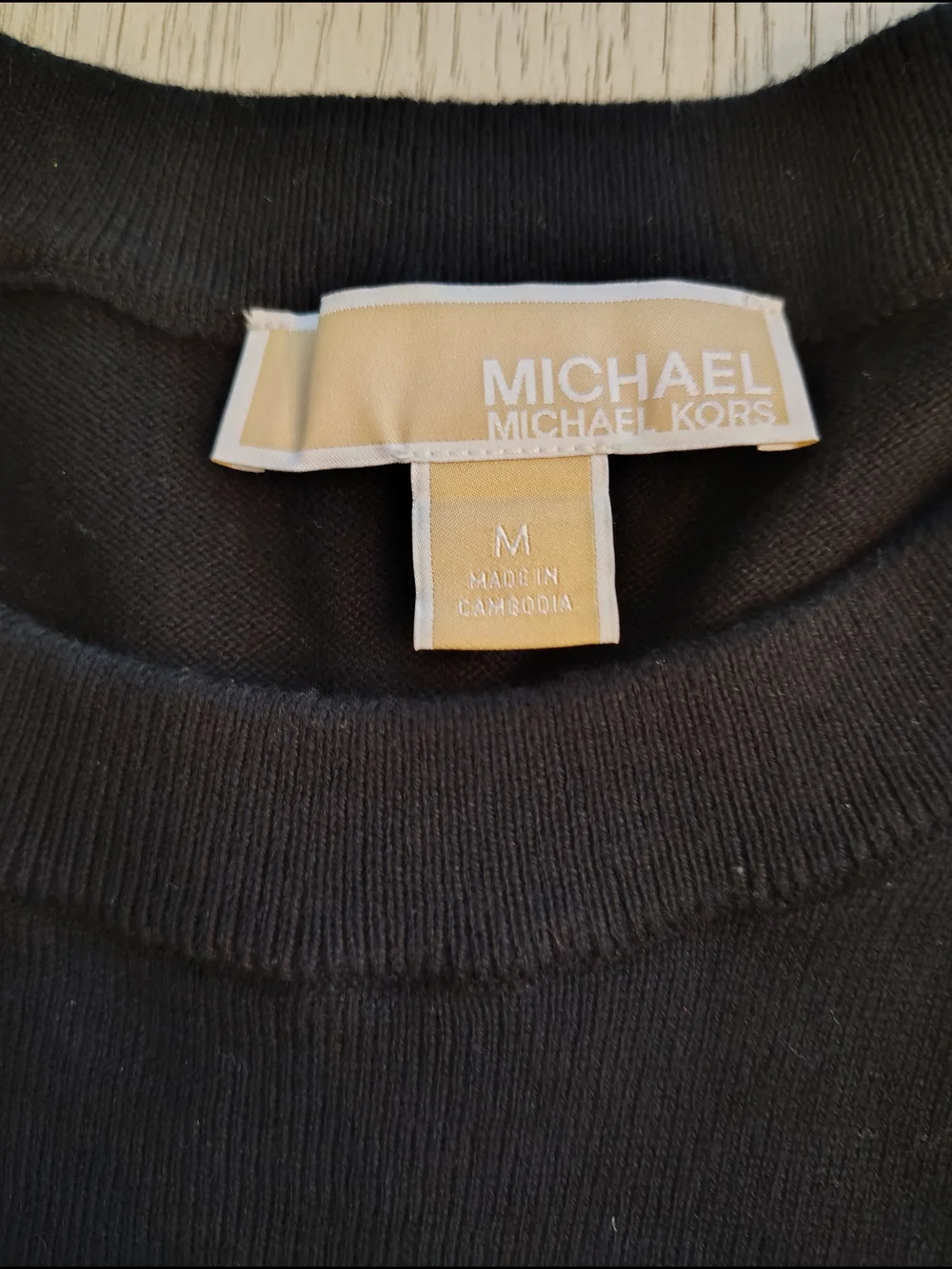Michael Kors Black Crewneck Pullover Sweater with‎ Gold-Tone Button Accents Med